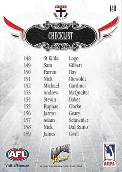 2009 Select AFL Pinnacle #148 St. Kilda Saints Back
